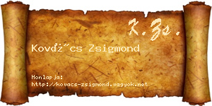 Kovács Zsigmond névjegykártya